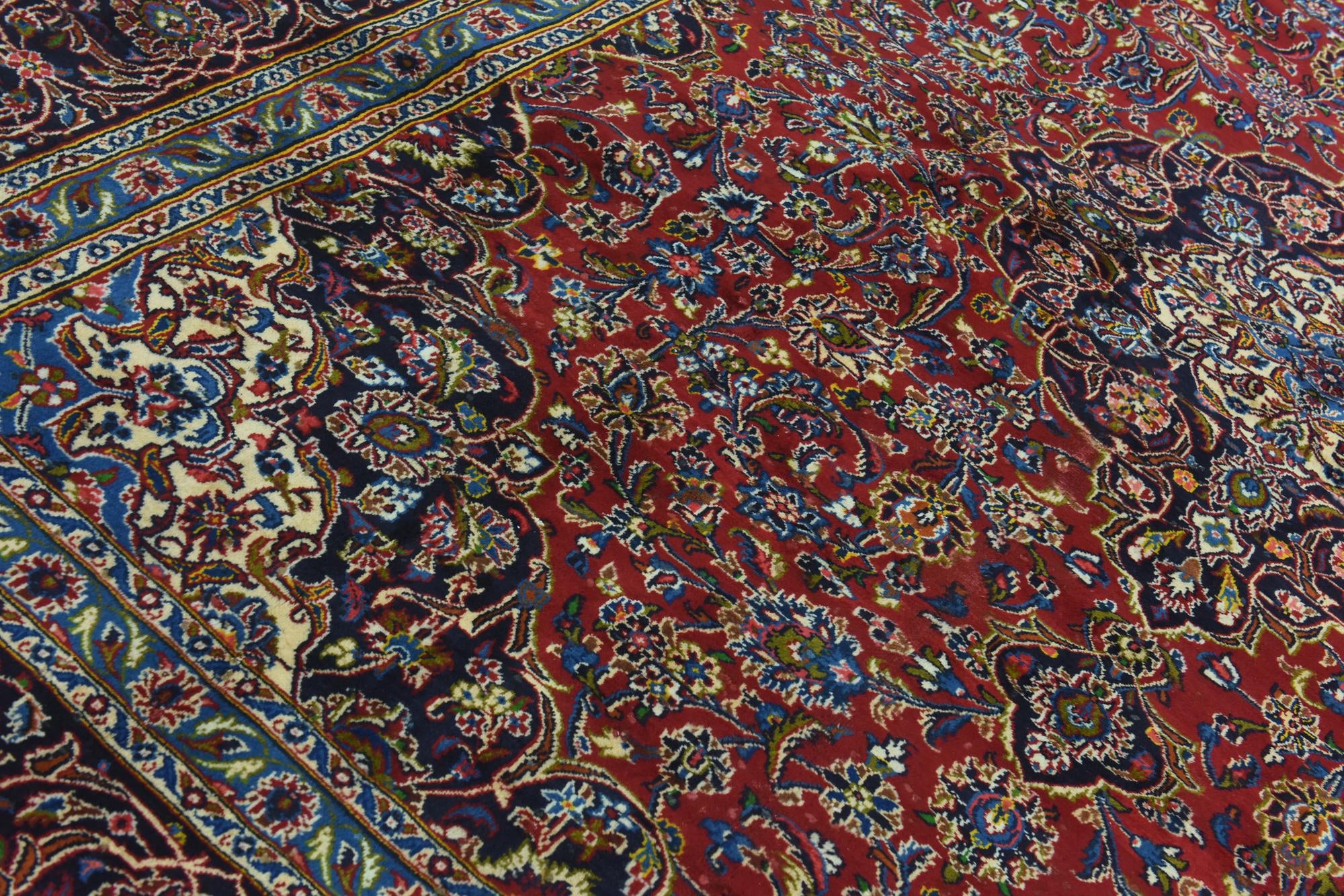 9' 10 x 12' 3 Hand Knotted Mashad Persian Wool Rug