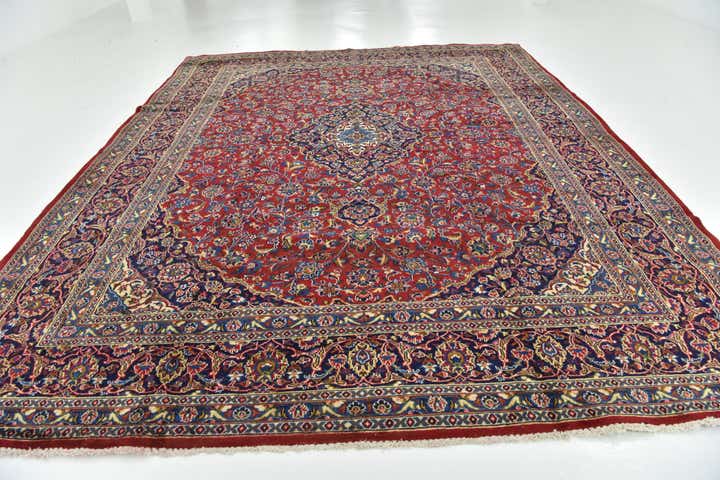 9' 10 x 12' 7 Hand Knotted Mashad Persian Wool Rug