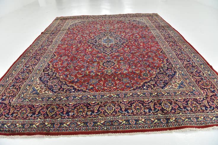 Detail image of 9' 10 x 12' 7 Hand Knotted Mashad Persian Wool Rug