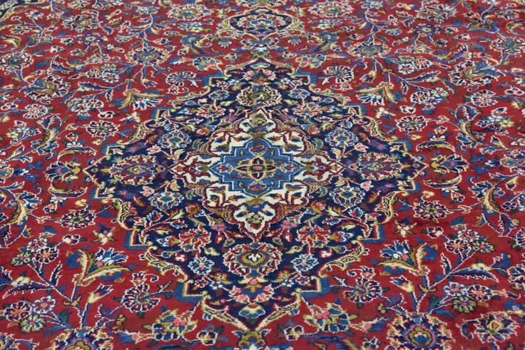 Detail image of 9' 10 x 12' 7 Hand Knotted Mashad Persian Wool Rug