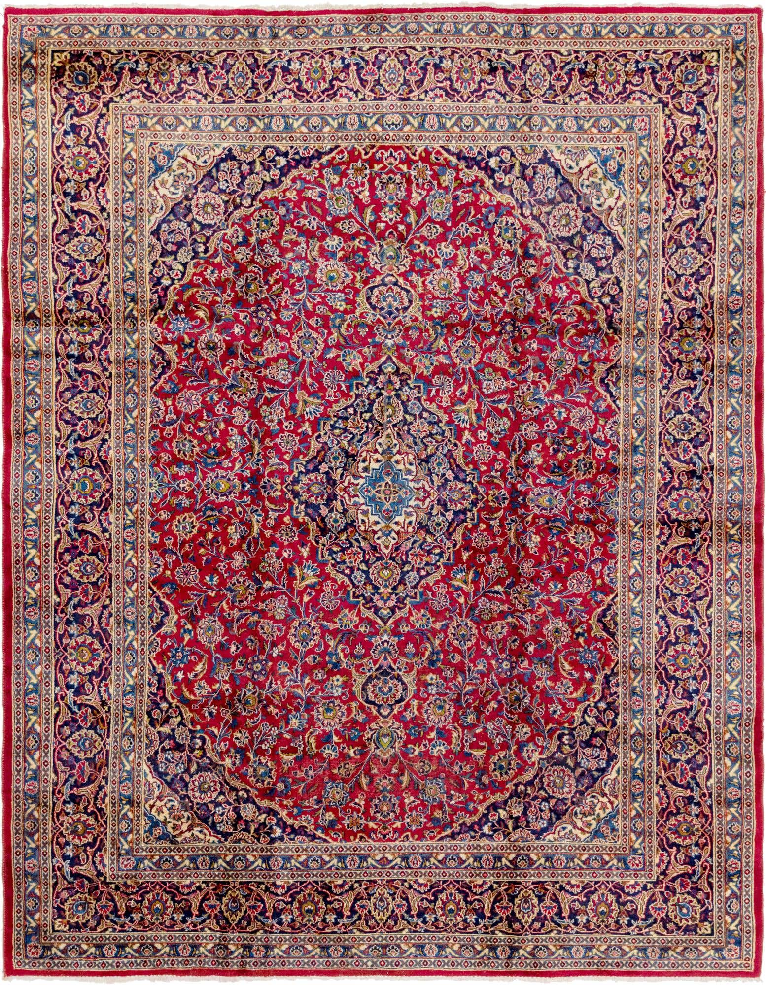 9' 10 x 12' 7 Hand Knotted Mashad Persian Wool Rug