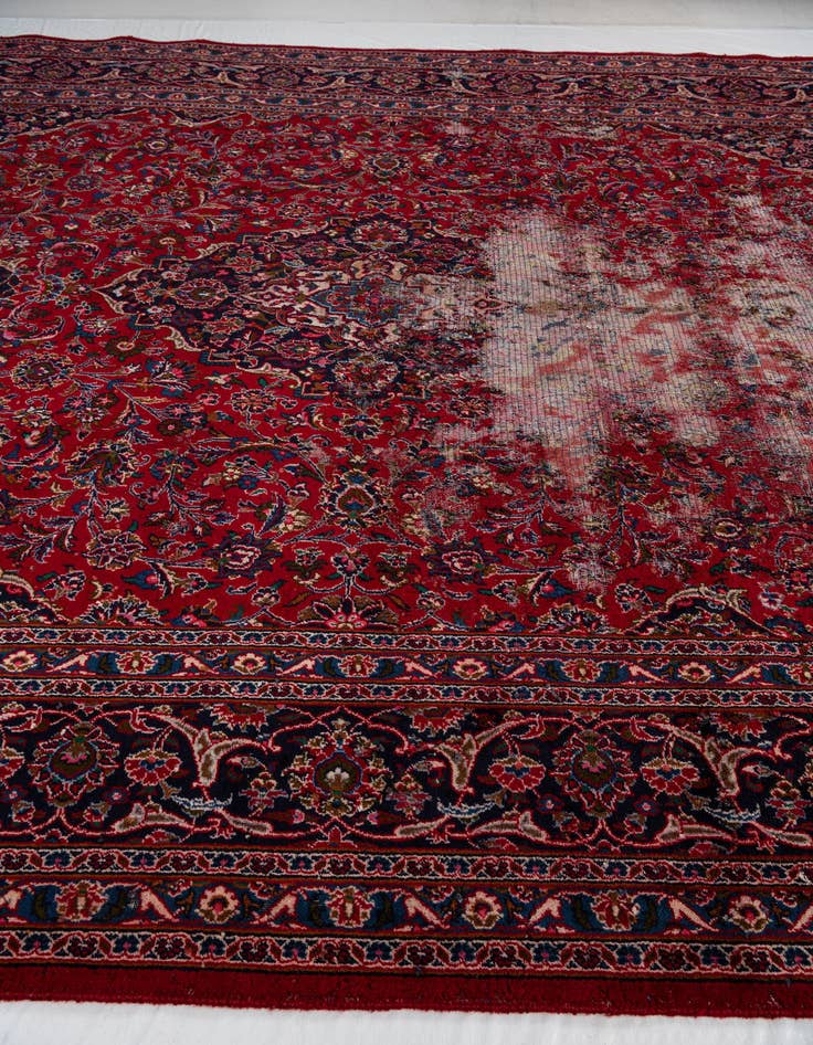 Detail image of 9' 10 x 13'  Hand Knotted Mashad Persian Wool Rug