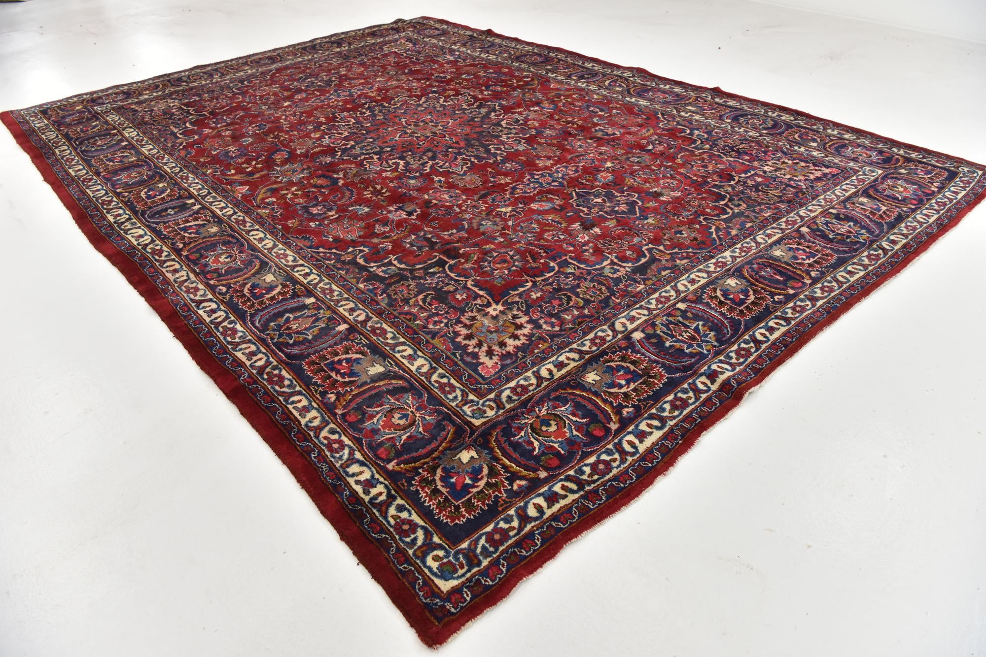 9' 7 x 13' Hand Knotted Mashad Persian Wool Rug