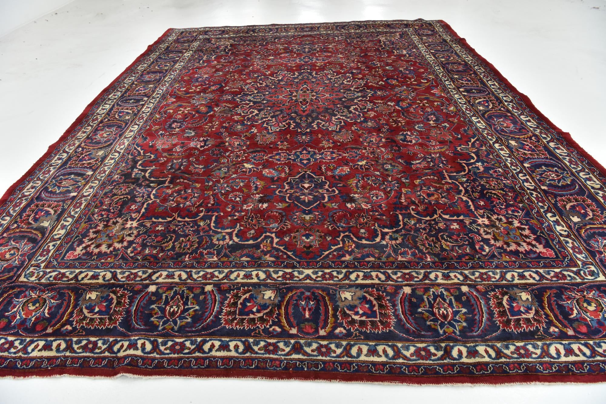 9' 7 x 13' Hand Knotted Mashad Persian Wool Rug