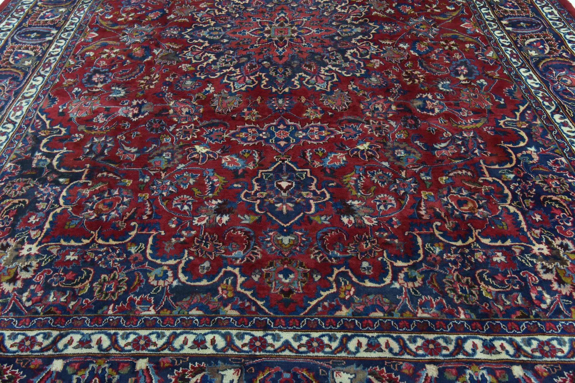 9' 7 x 13' Hand Knotted Mashad Persian Wool Rug