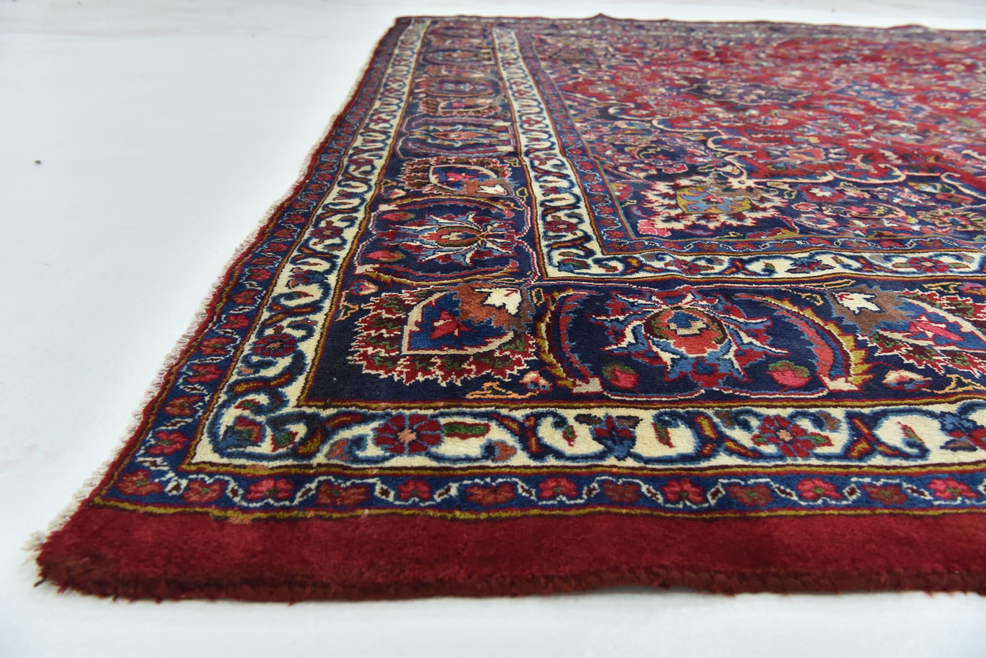 9' 7 x 13' Hand Knotted Mashad Persian Wool Rug