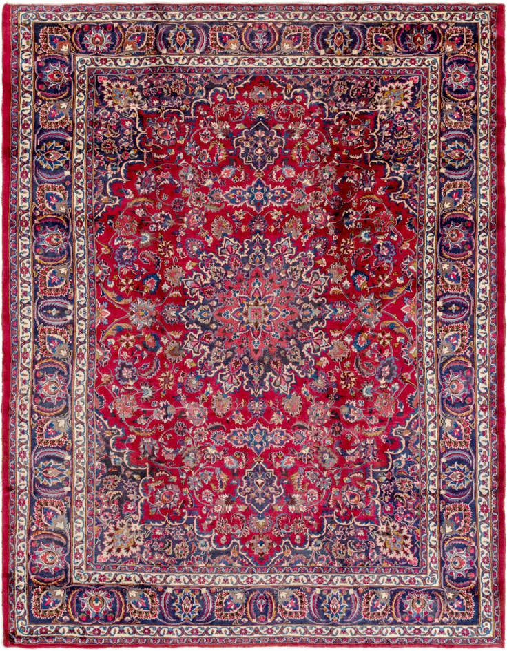 Detail image of 9' 7 x 13' Hand Knotted Mashad Persian Wool Rug