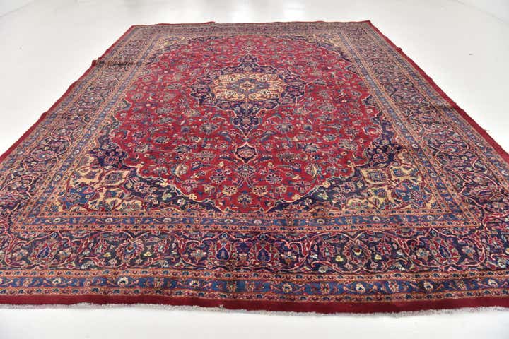 10' x 12' 9 Hand Knotted Mashad Persian Wool Rug
