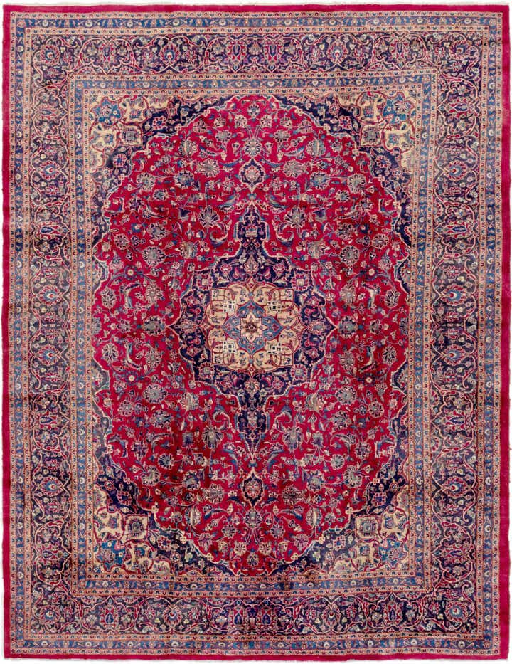 10' x 12' 9 Hand Knotted Mashad Persian Wool Rug