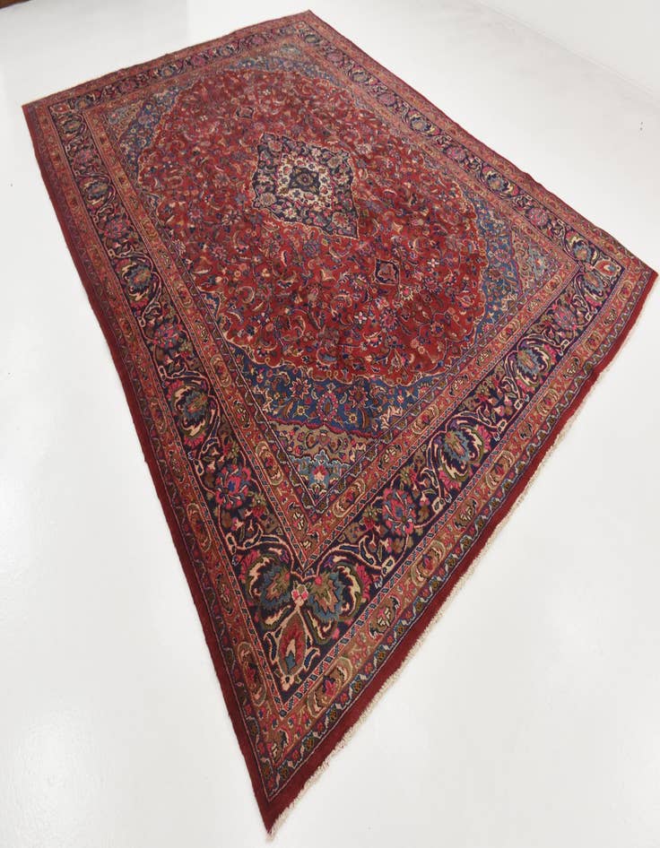Detail image of 9' 9 x 12' 9 Hand Knotted Mashad Persian Wool Rug