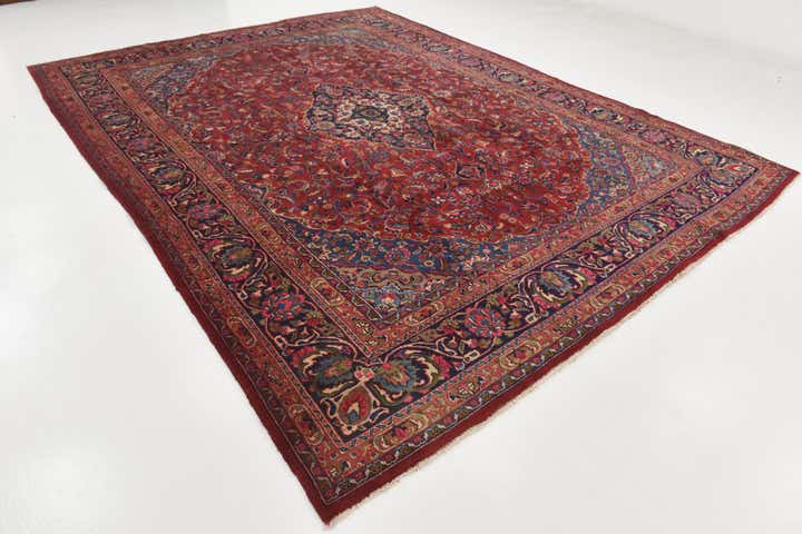 9' 9 x 12' 9 Hand Knotted Mashad Persian Wool Rug