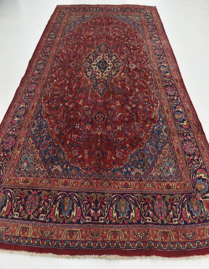 Detail image of 9' 9 x 12' 9 Hand Knotted Mashad Persian Wool Rug