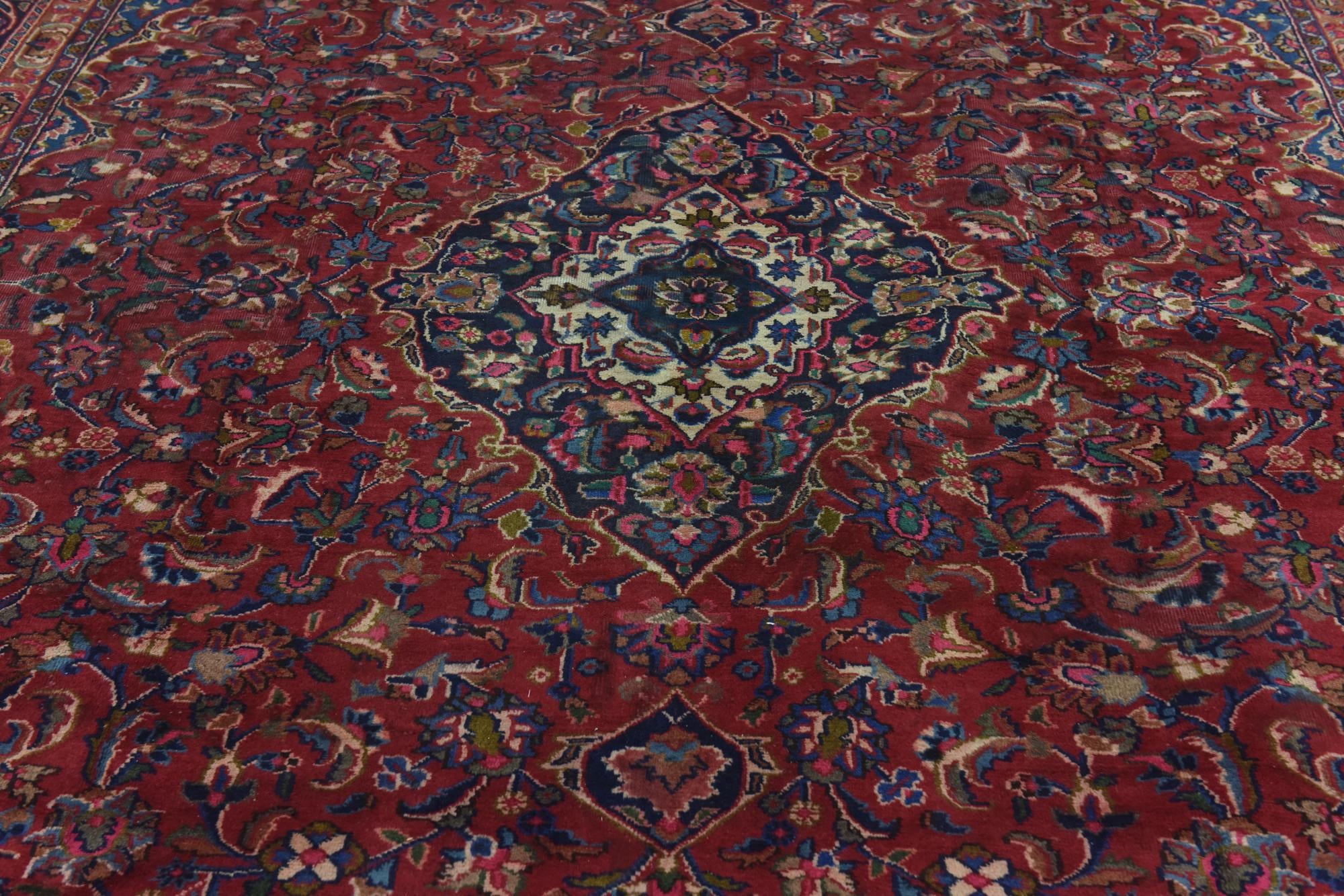 9' 9 x 12' 9 Hand Knotted Mashad Persian Wool Rug