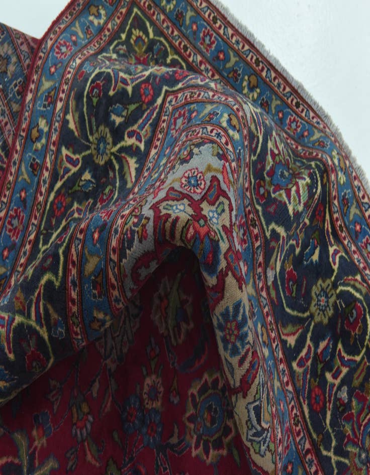 Detail image of 9' 7 x 12' 10  Hand Knotted Mashad Persian Wool Rug