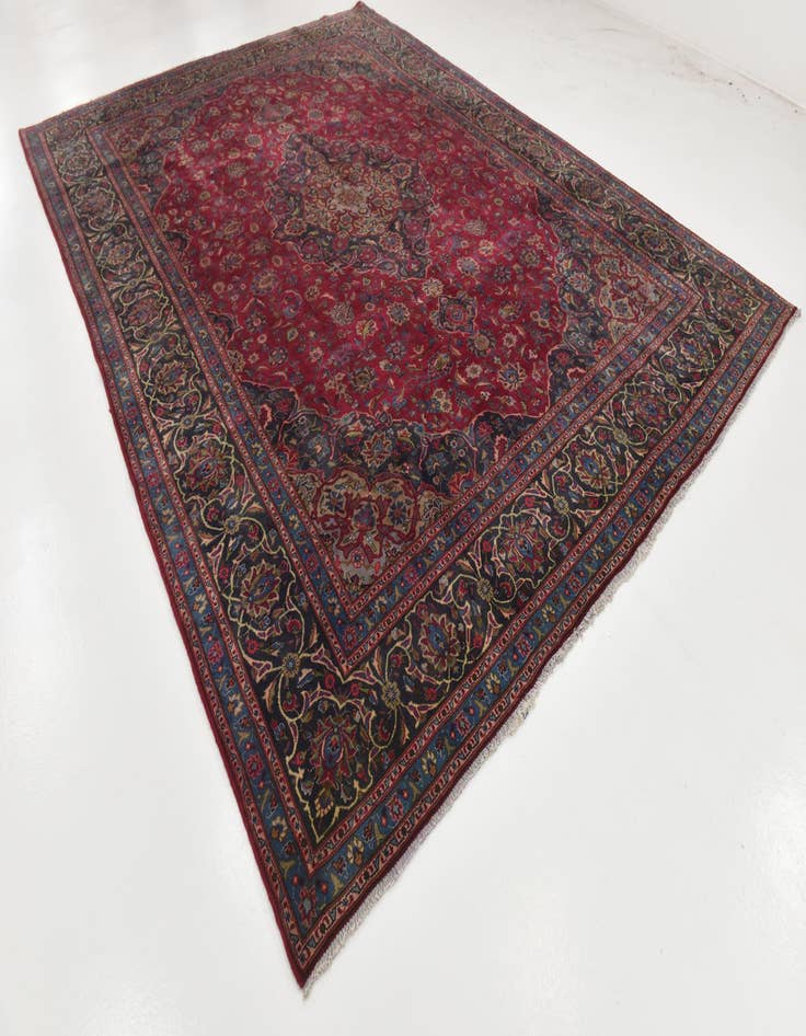 Detail image of 9' 7 x 12' 10  Hand Knotted Mashad Persian Wool Rug