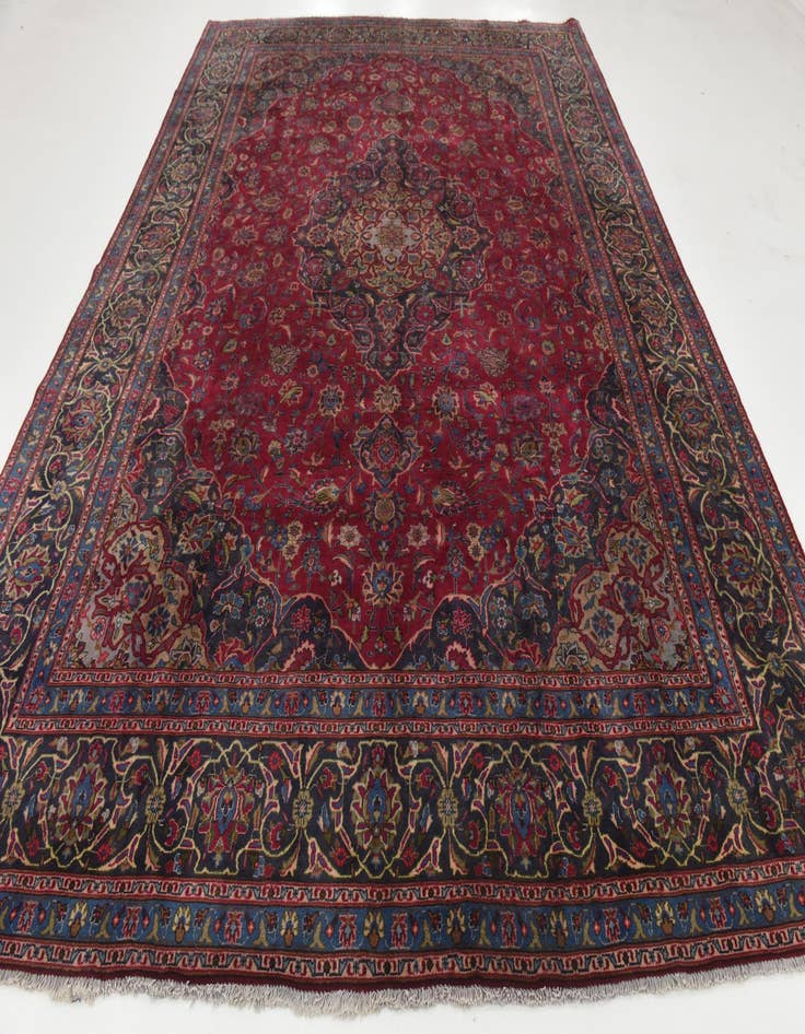 Detail image of 9' 7 x 12' 10  Hand Knotted Mashad Persian Wool Rug