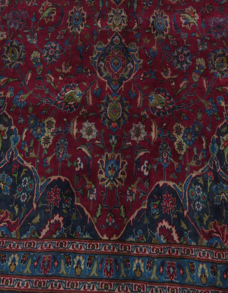Detail image of 9' 7 x 12' 10  Hand Knotted Mashad Persian Wool Rug