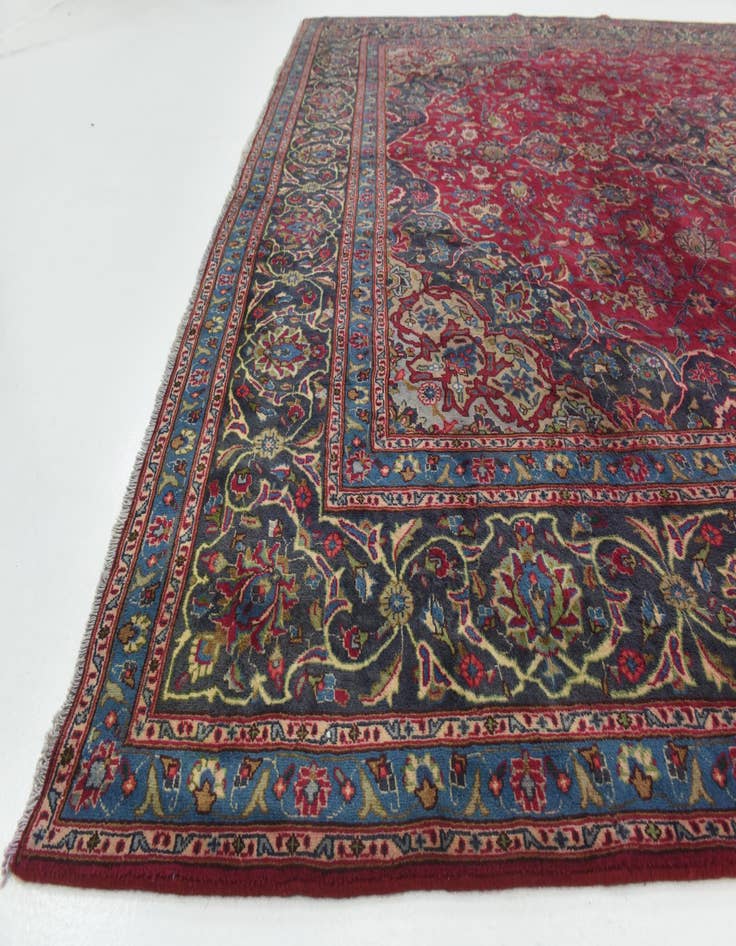 Detail image of 9' 7 x 12' 10  Hand Knotted Mashad Persian Wool Rug