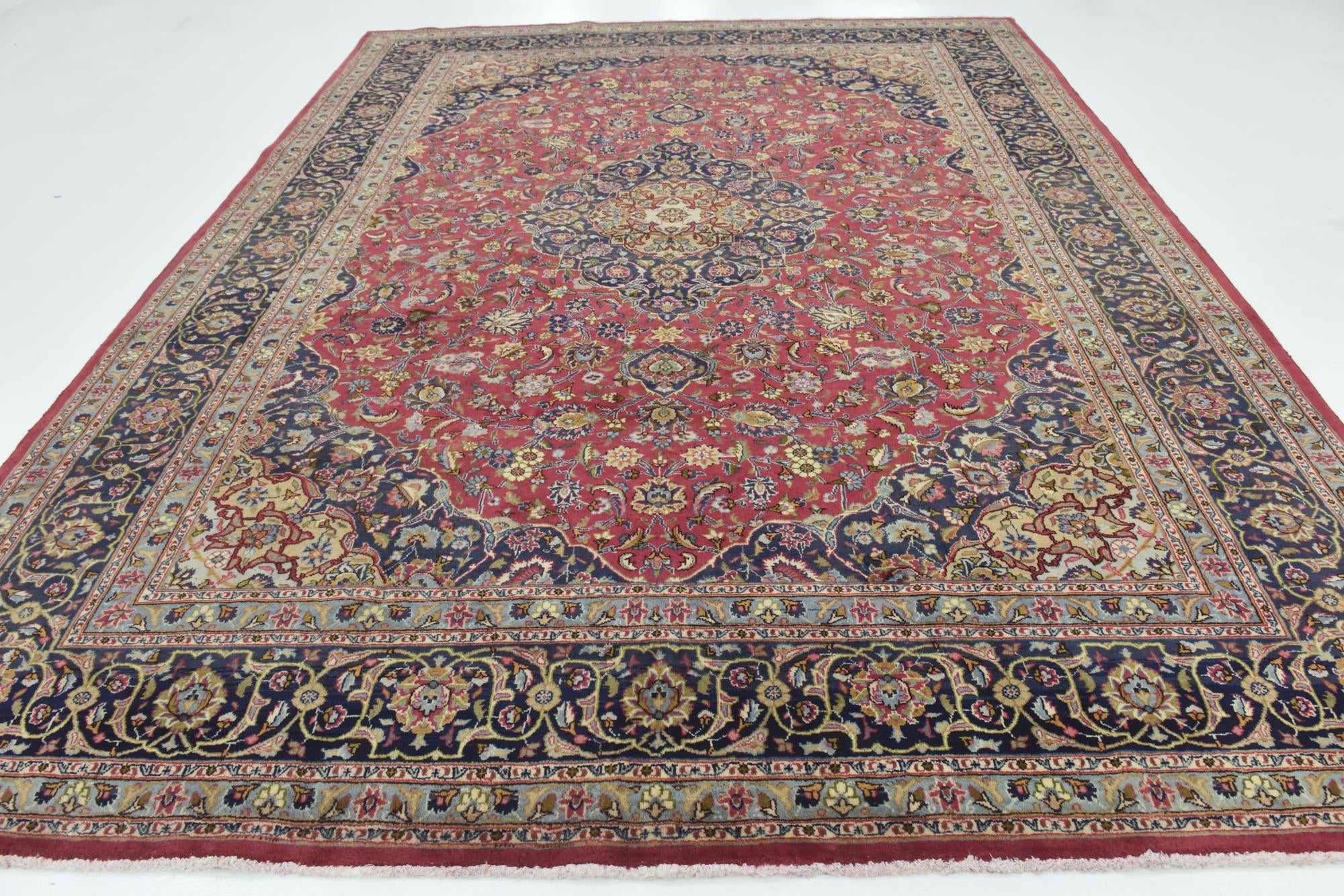 9' 8 x 12' 10 Hand Knotted Mashad Persian Wool Rug