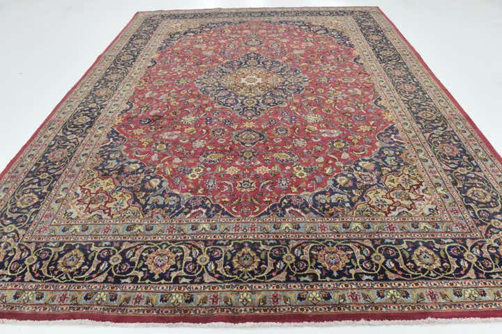 9' 8 x 12' 10 Hand Knotted Mashad Persian Wool Rug