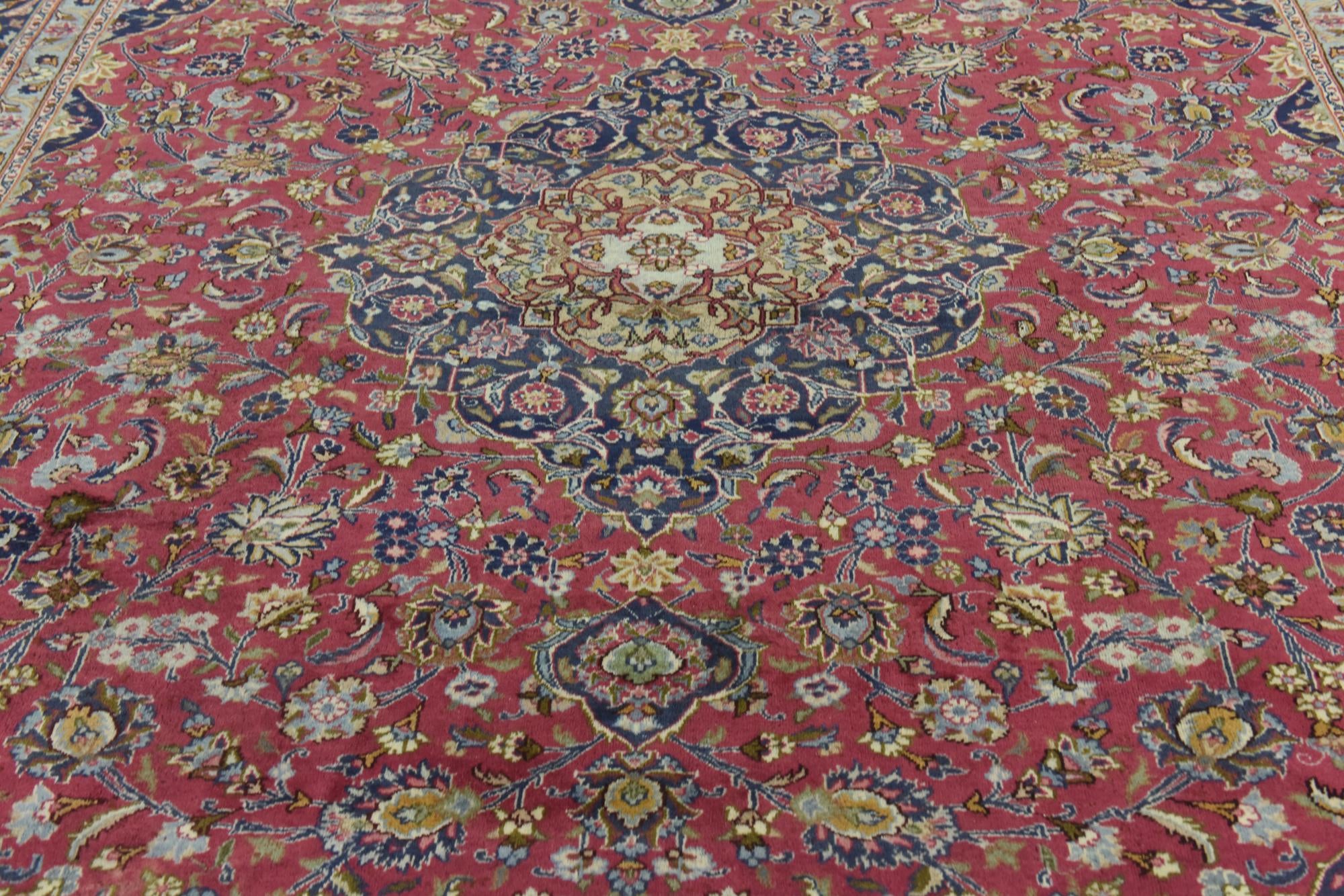 9' 8 x 12' 10 Hand Knotted Mashad Persian Wool Rug