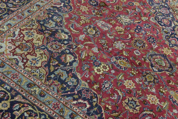 9' 8 x 12' 10 Hand Knotted Mashad Persian Wool Rug
