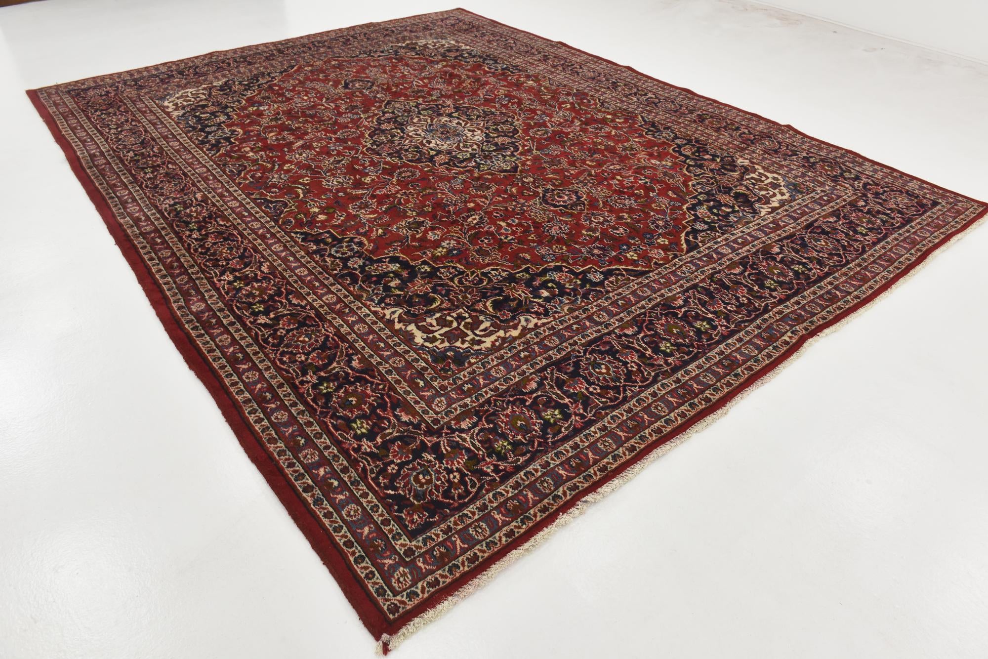 9' 10 x 12' 5 Hand Knotted Mashad Persian Wool Rug