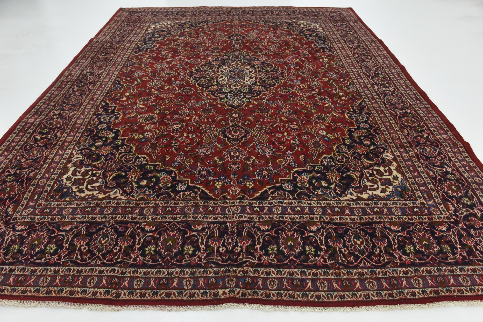 9' 10 x 12' 5 Hand Knotted Mashad Persian Wool Rug