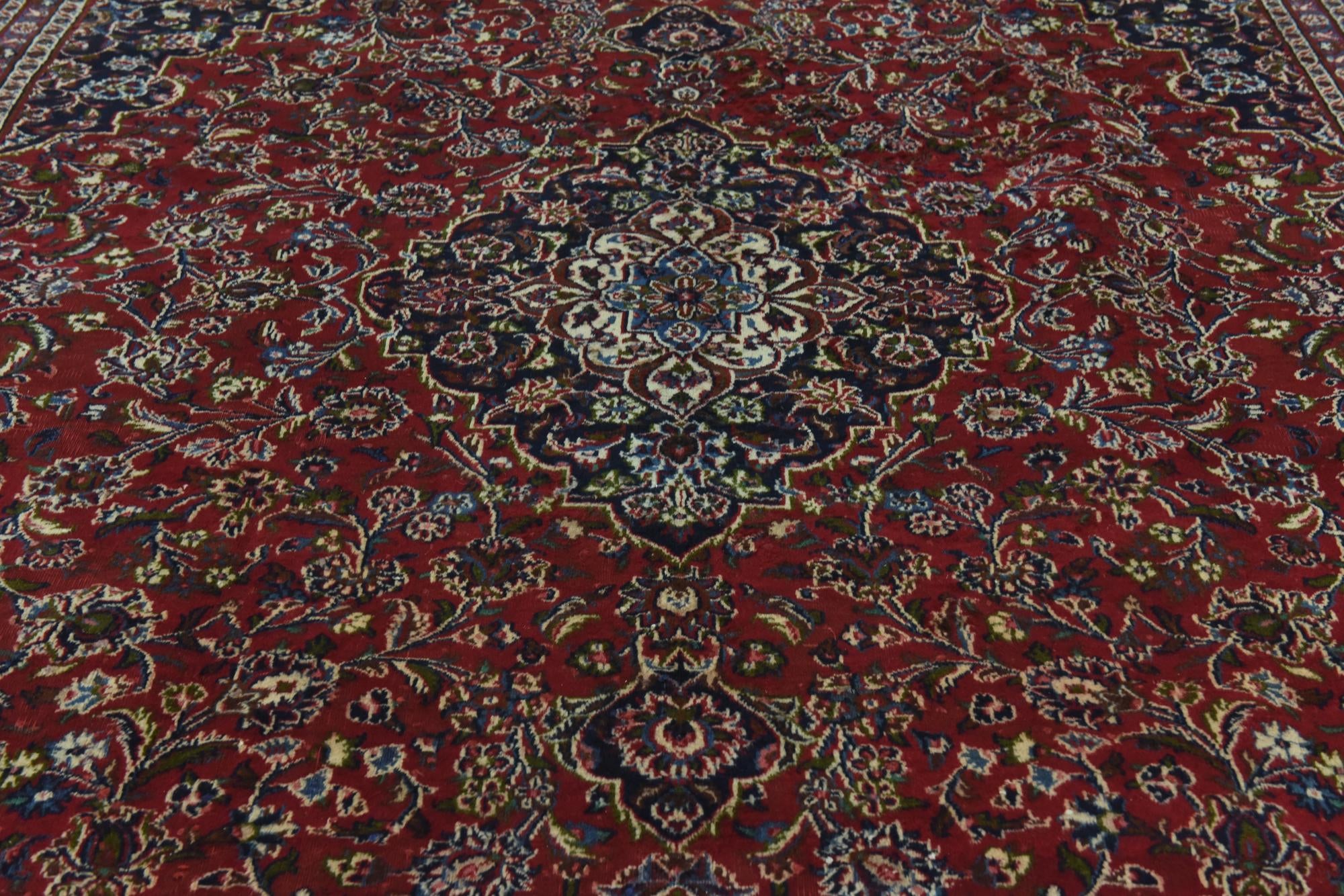 9' 10 x 12' 5 Hand Knotted Mashad Persian Wool Rug