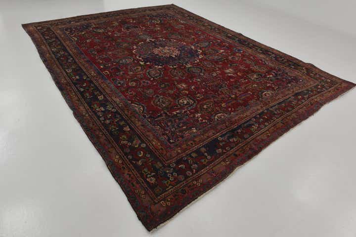 9' 6 x 12' 5 Hand Knotted Mashad Persian Wool Rug
