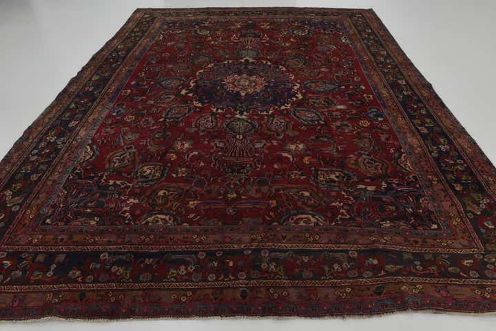 9' 6 x 12' 5 Hand Knotted Mashad Persian Wool Rug