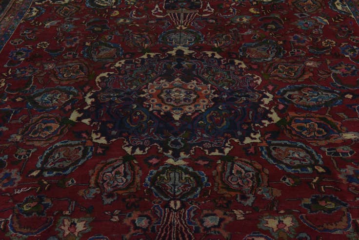 Detail image of 9' 6 x 12' 5 Hand Knotted Mashad Persian Wool Rug
