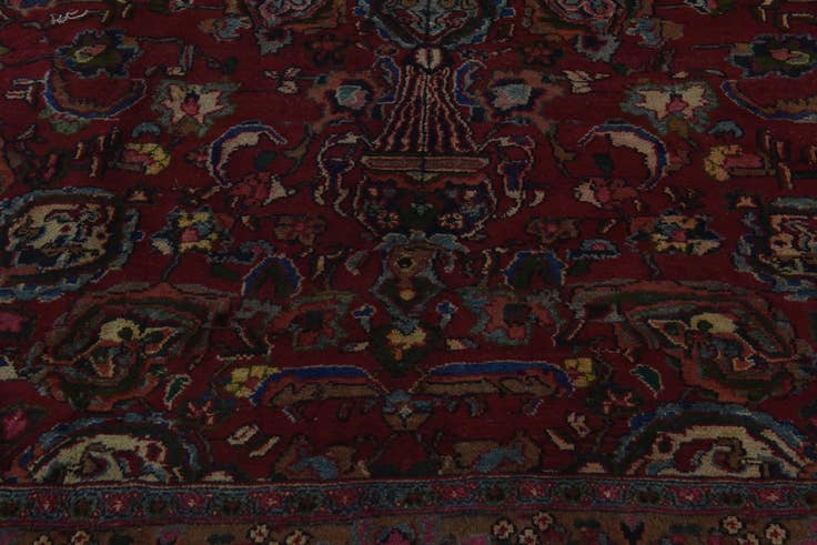 Detail image of 9' 6 x 12' 5 Hand Knotted Mashad Persian Wool Rug