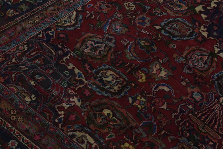 Detail image of 9' 6 x 12' 5 Hand Knotted Mashad Persian Wool Rug