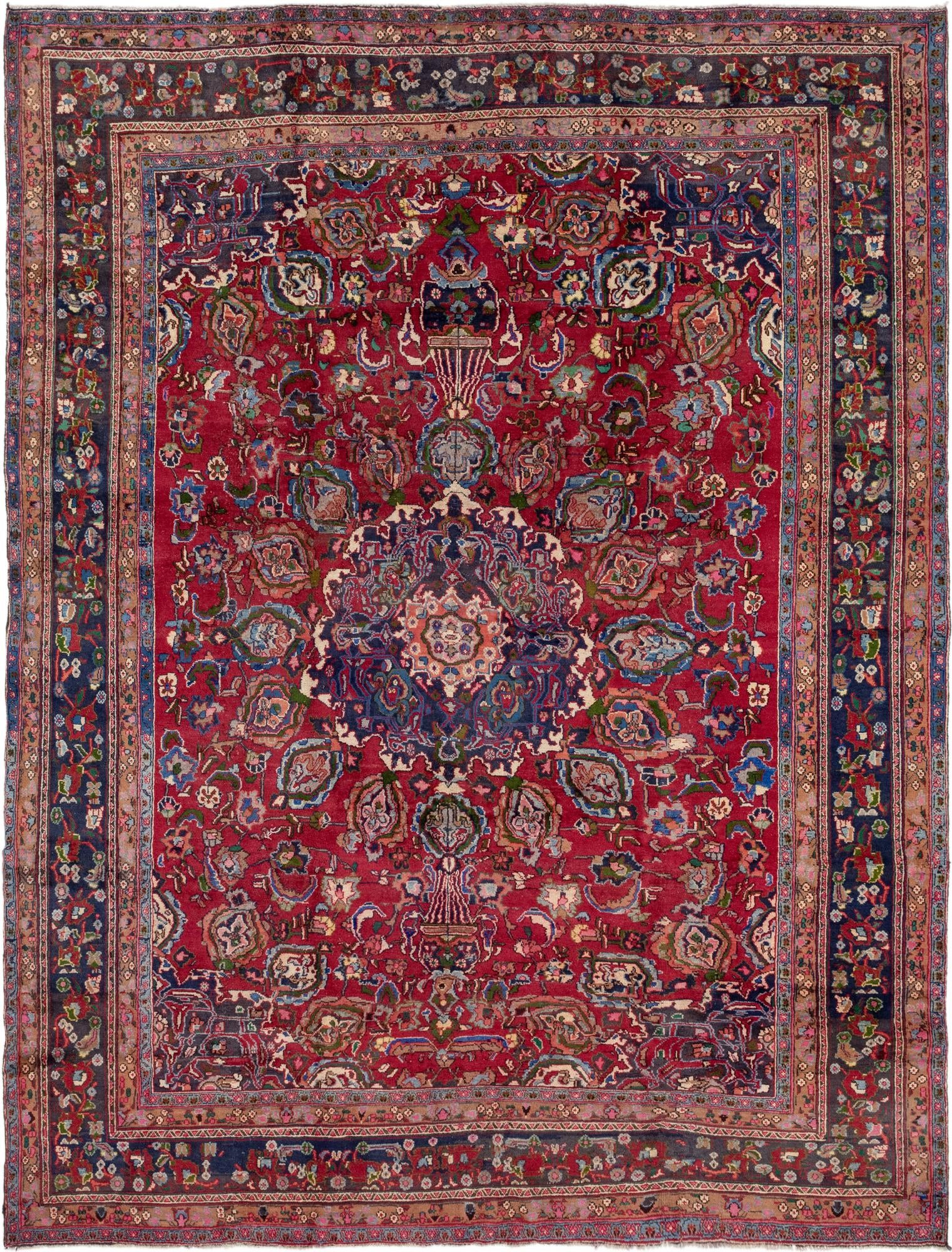 9' 6 x 12' 5 Hand Knotted Mashad Persian Wool Rug