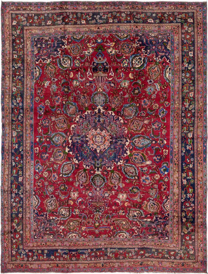 9' 6 x 12' 5 Hand Knotted Mashad Persian Wool Rug