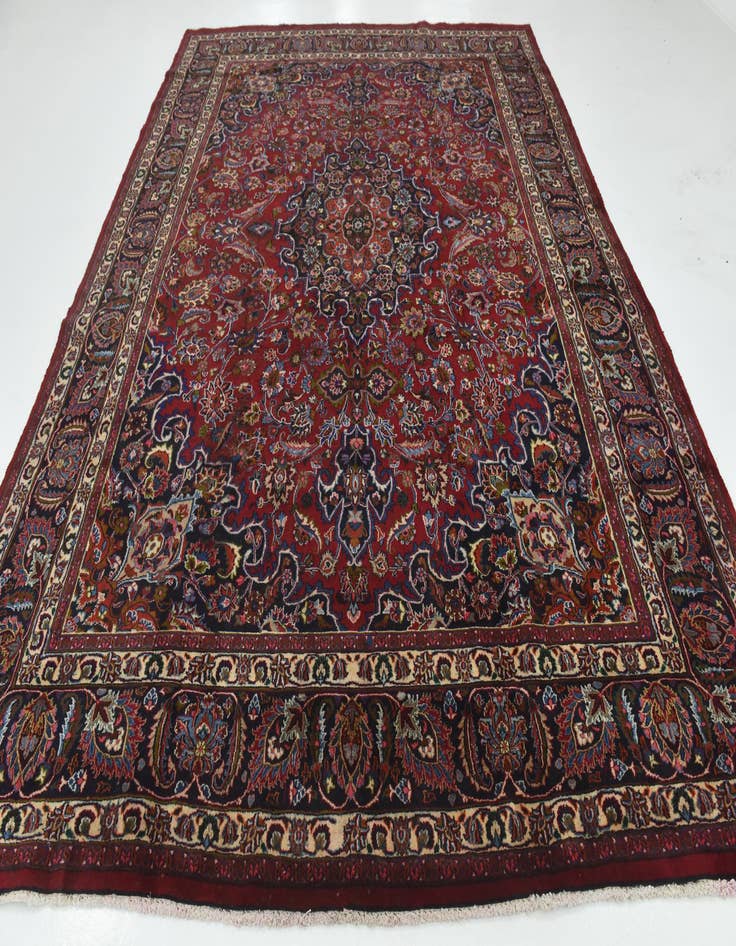 Detail image of 9' 6 x 13'  Hand Knotted Mashad Persian Wool Rug