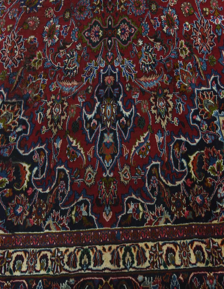 Detail image of 9' 6 x 13'  Hand Knotted Mashad Persian Wool Rug