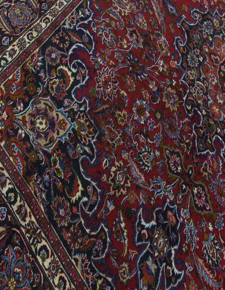 Detail image of 9' 6 x 13'  Hand Knotted Mashad Persian Wool Rug