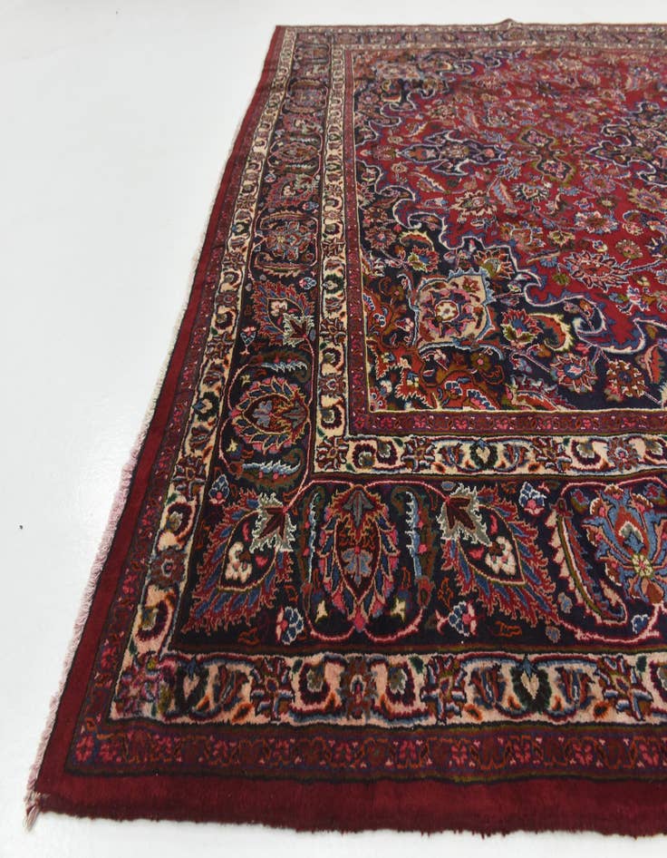 Detail image of 9' 6 x 13'  Hand Knotted Mashad Persian Wool Rug