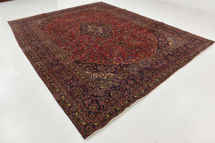 9' 9 x 12' 9 Hand Knotted Mashad Persian Wool Rug