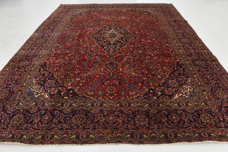 Detail image of 9' 9 x 12' 9 Hand Knotted Mashad Persian Wool Rug