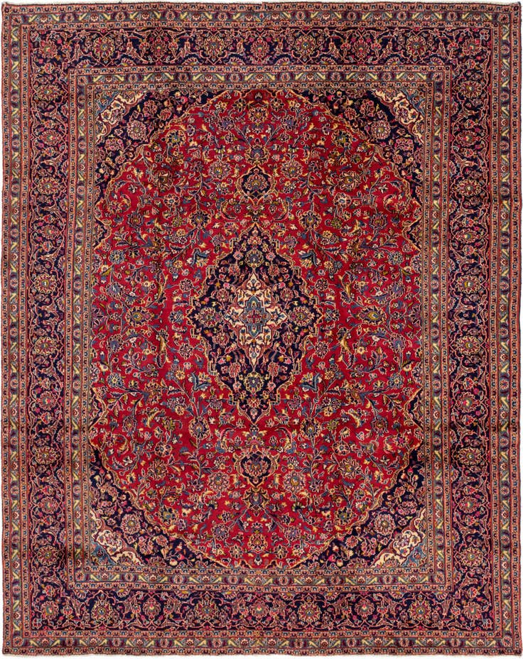 Detail image of 9' 9 x 12' 9 Hand Knotted Mashad Persian Wool Rug