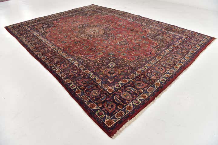 9' 7 x 13' Hand Knotted Mashad Persian Wool Rug