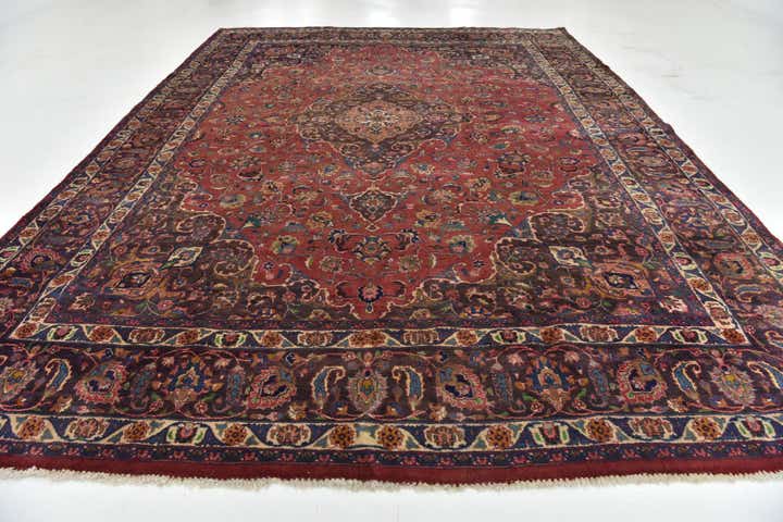 9' 7 x 13' Hand Knotted Mashad Persian Wool Rug