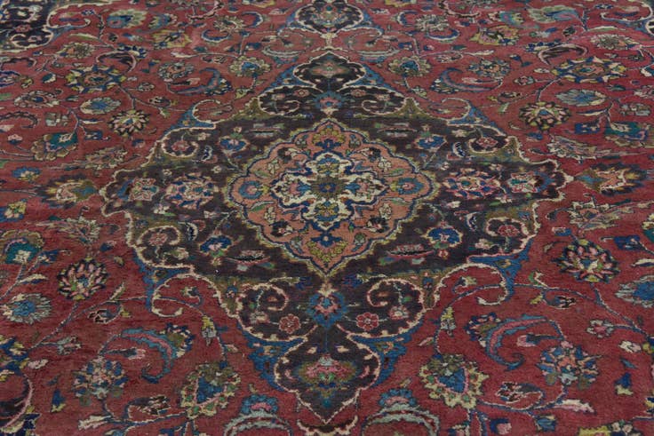 Detail image of 9' 7 x 13' Hand Knotted Mashad Persian Wool Rug