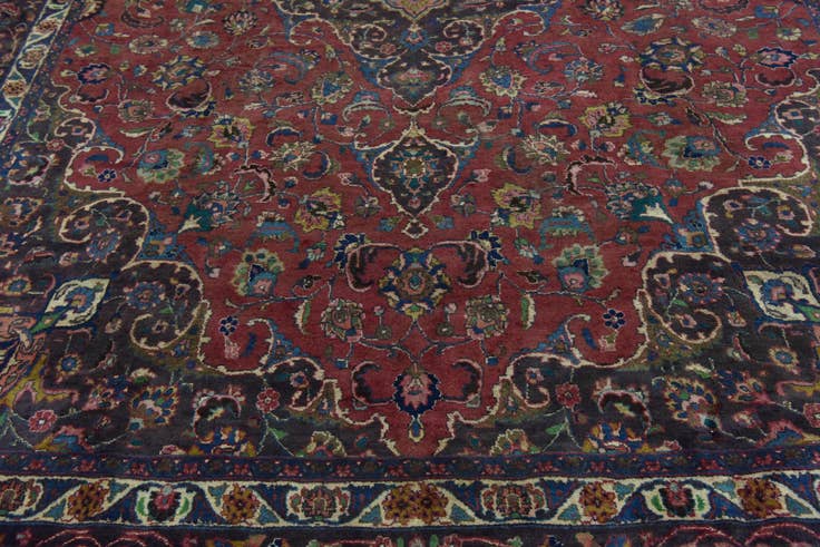 Detail image of 9' 7 x 13' Hand Knotted Mashad Persian Wool Rug