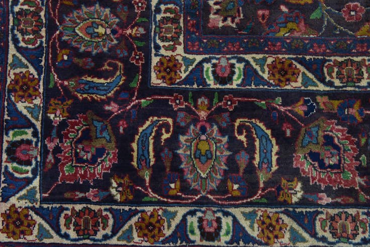 Detail image of 9' 7 x 13' Hand Knotted Mashad Persian Wool Rug