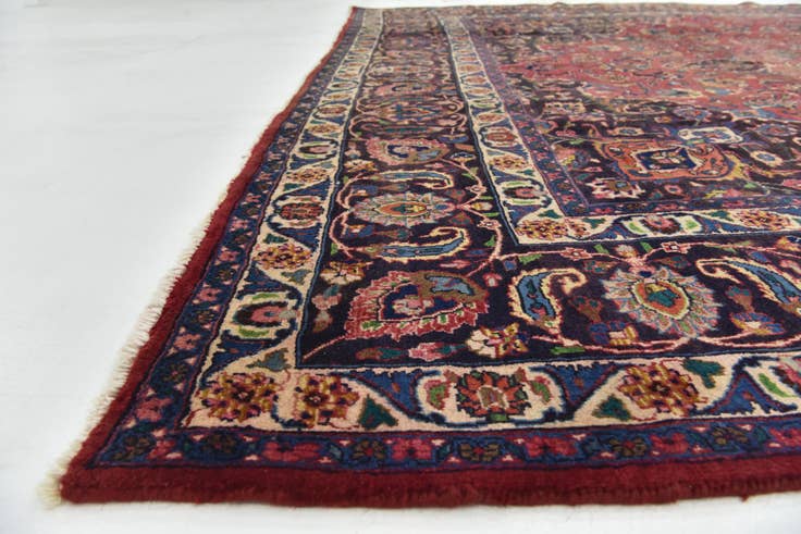Detail image of 9' 7 x 13' Hand Knotted Mashad Persian Wool Rug