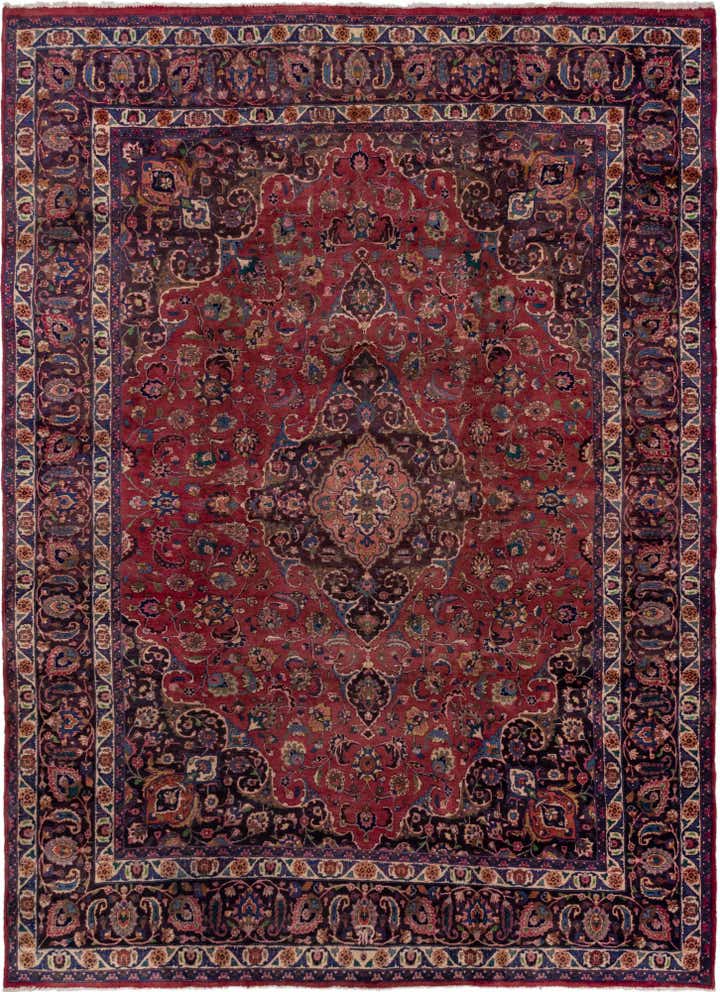 9' 7 x 13' Hand Knotted Mashad Persian Wool Rug